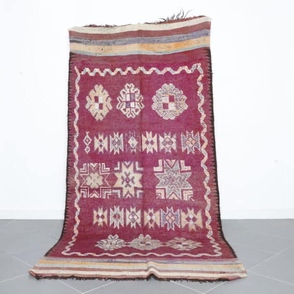 Vintage Carpet 10.1x4.9 Ft handmade in Morocco with tribal patterns
