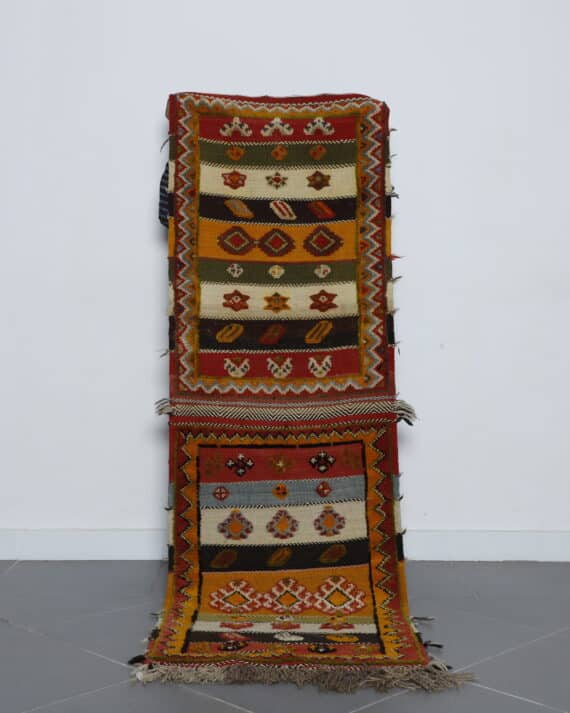 Glaoui Runner handmade in Morocco with Amazigh motifs and mixed weaving