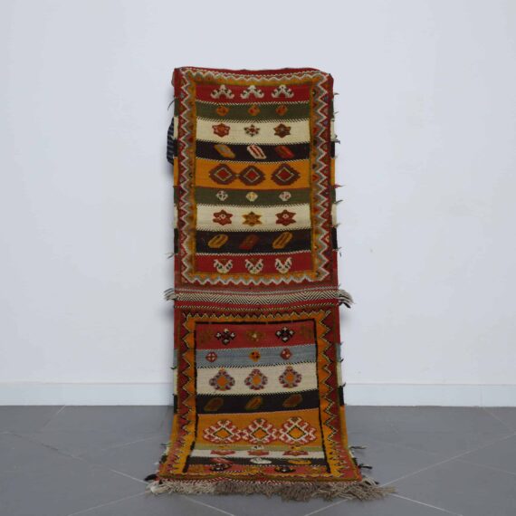 Glaoui Runner handmade in Morocco with Amazigh motifs and mixed weaving