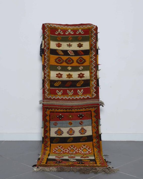 Glaoui Runner handmade in Morocco with Amazigh motifs and mixed weaving