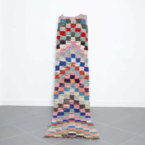 Boucherouite 8.7x2.0 Ft handmade in Morocco with colorful recycled fabric