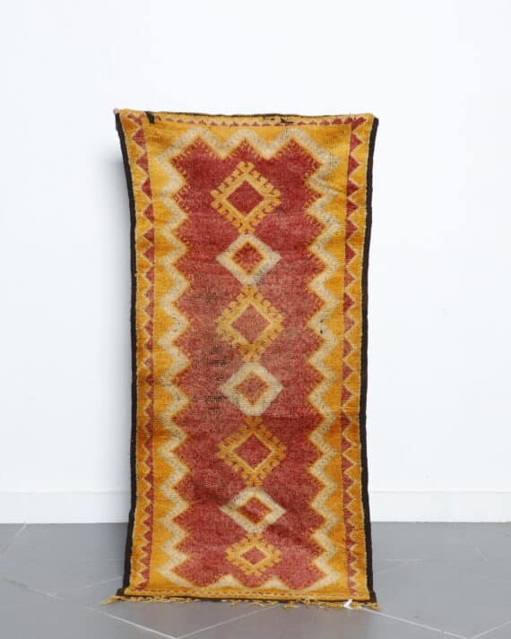 Vintage Taznakht 4.9x2.3 Ft handmade in Morocco with tribal Amazigh patterns