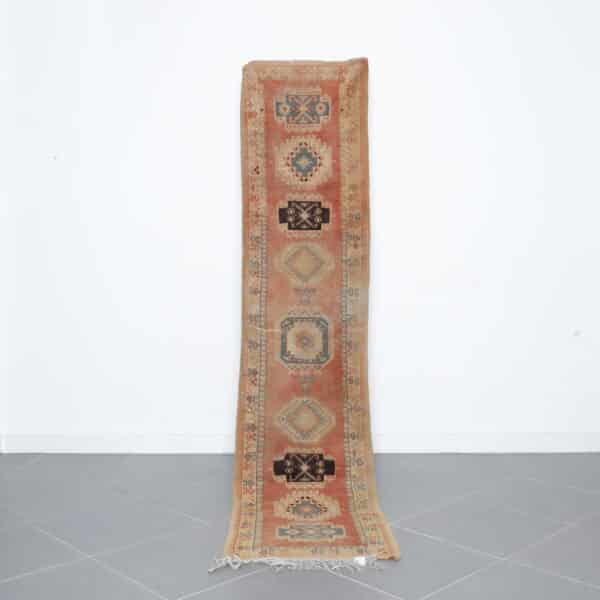 Vintage Taznakht Runner 9.1x2.0 Ft handmade in Morocco with tribal Amazigh symbols