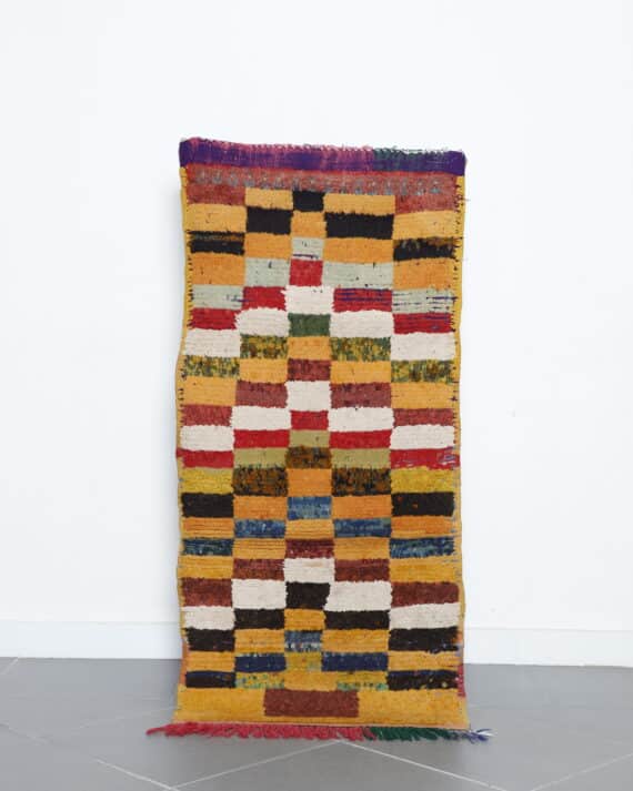 Vintage Taznakht 5.4x2.4 Ft handmade in Morocco with Amazigh symbols