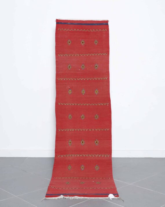 Akhnif Runner 8.2x2.2 Ft handmade in Morocco with subtle Amazigh motifs