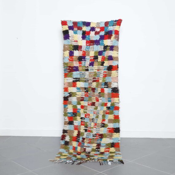 Boucherouite Runner 7.0x2.5 Ft handmade in Morocco with colorful fabric