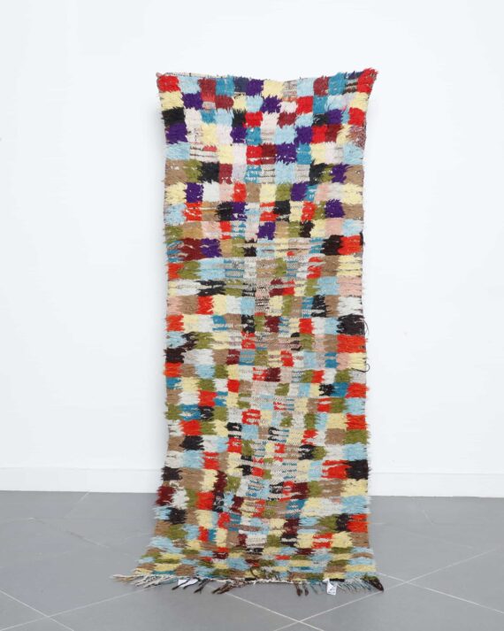 Boucherouite Runner 7.0x2.5 Ft handmade in Morocco with colorful fabric