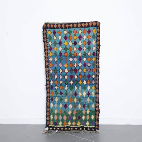 Boucherouite 6.2x2.9 Ft handmade in Morocco with colorful recycled textiles