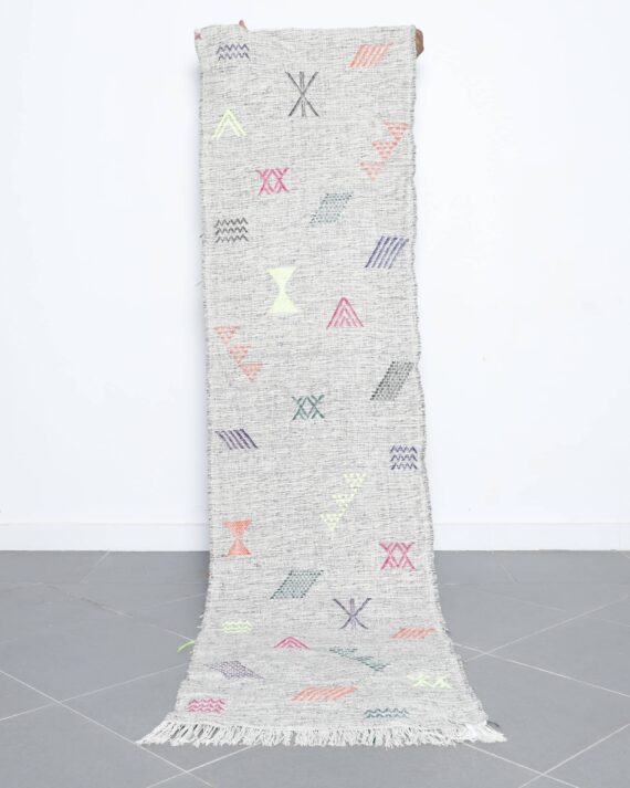 Vintage Runner 8.9x2.4 Ft handmade in Morocco with tribal patterns