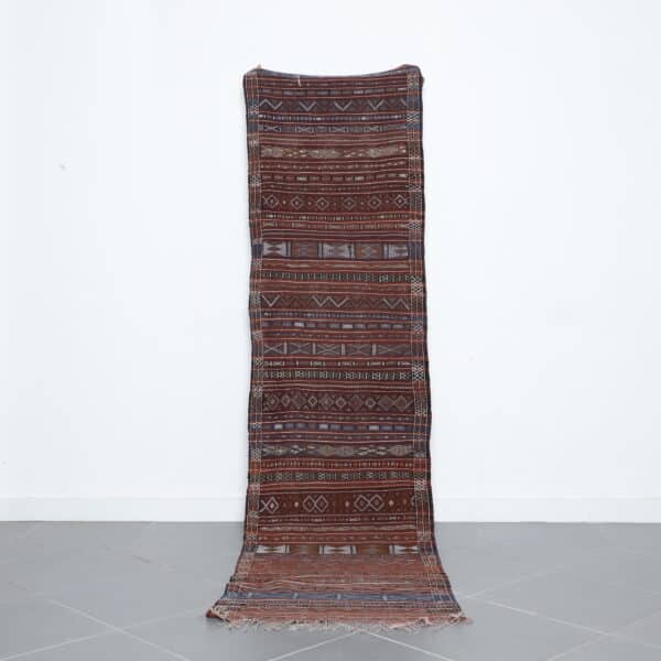 Vintage Azemour Runner 9.9x2.6 Ft handmade in Morocco with tribal motifs