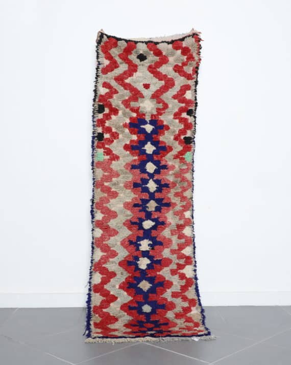 Taznakht Runner 7.3x2.4 Ft handmade in Morocco with tribal Amazigh motifs