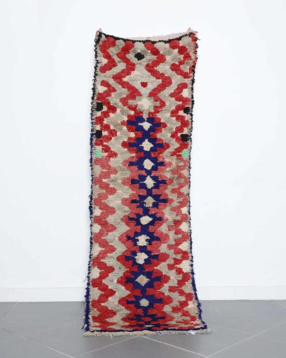 Taznakht Runner 7.3x2.4 Ft handmade in Morocco with tribal Amazigh motifs