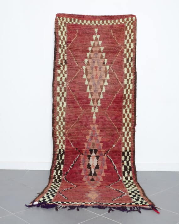 Boujaad Rug Runner 7.8x3.4 Ft handmade in Morocco with tribal Amazigh patterns