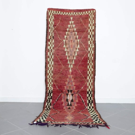 Boujaad Rug Runner 7.8x3.4 Ft handmade in Morocco with tribal Amazigh patterns