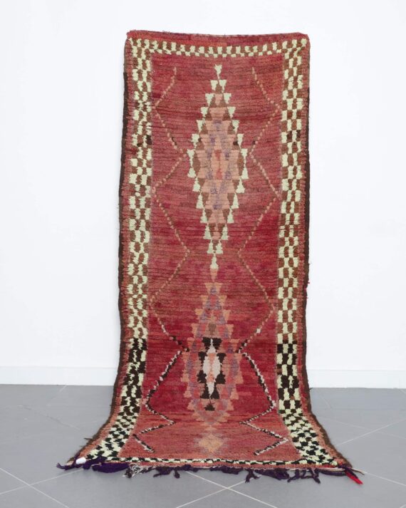Boujaad Rug Runner 7.8x3.4 Ft handmade in Morocco with tribal Amazigh patterns
