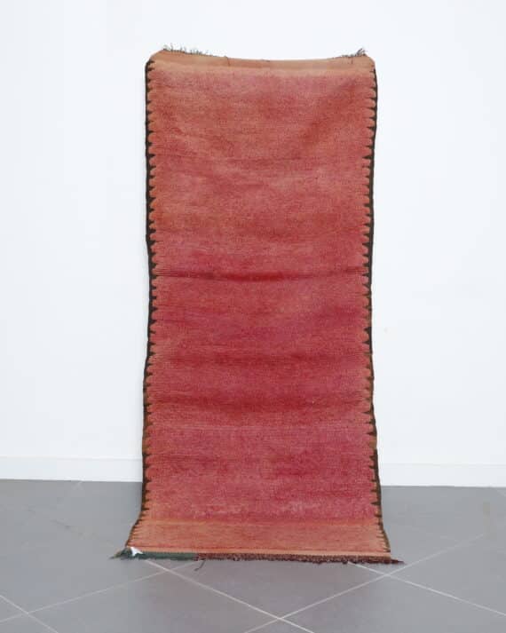 Vintage Boujaad 7.9x3.3 Ft handmade in Morocco with faded tribal motifs