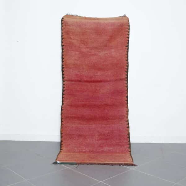 Vintage Boujaad 7.9x3.3 Ft handmade in Morocco with faded tribal motifs