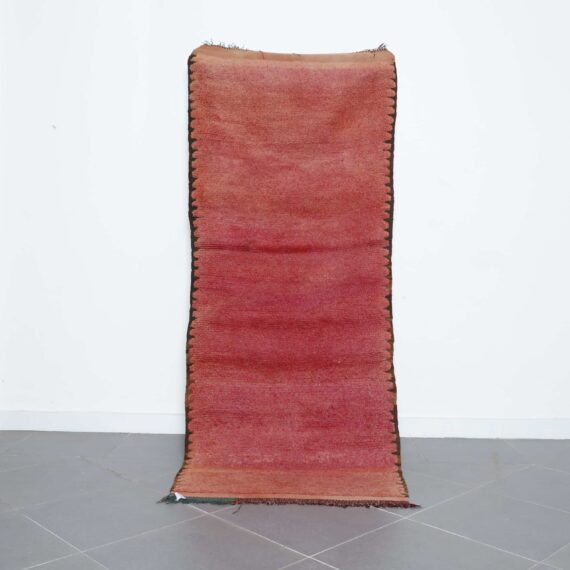 Vintage Boujaad 7.9x3.3 Ft handmade in Morocco with faded tribal motifs