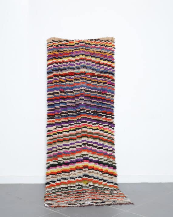Boucherouite Runner 8.6x3.1 Ft handmade in Morocco with colorful recycled textiles
