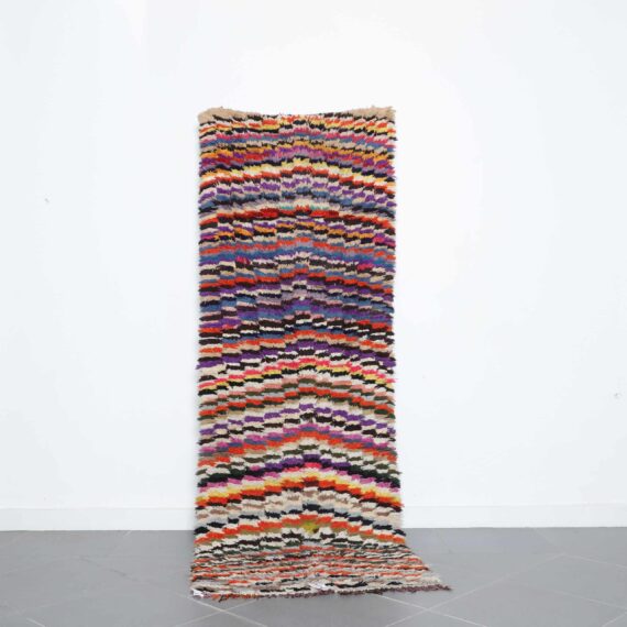 Boucherouite Runner 8.6x3.1 Ft handmade in Morocco with colorful recycled textiles