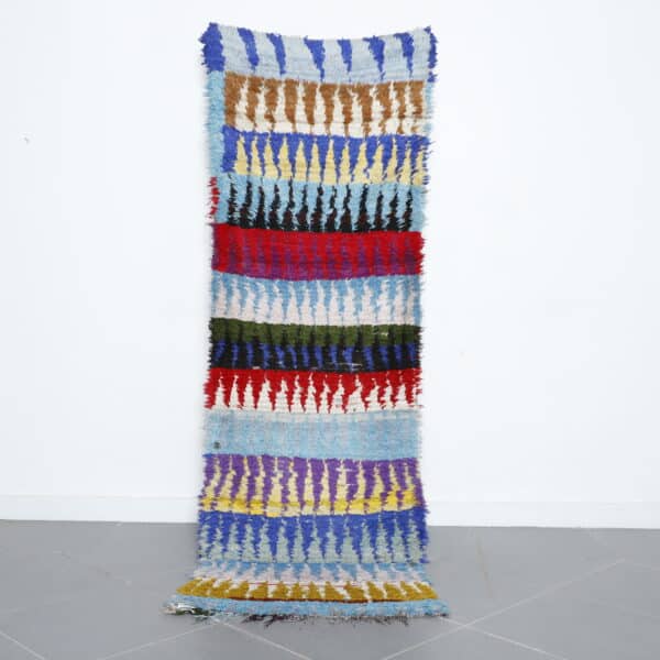 Boucherouite 8.4x2.7 Ft handmade in Morocco with colorful fabric