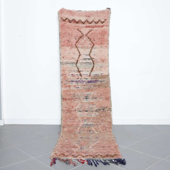 Boujaad Runner 10.2x2.8 Ft handmade in Morocco with faded tribal motifs