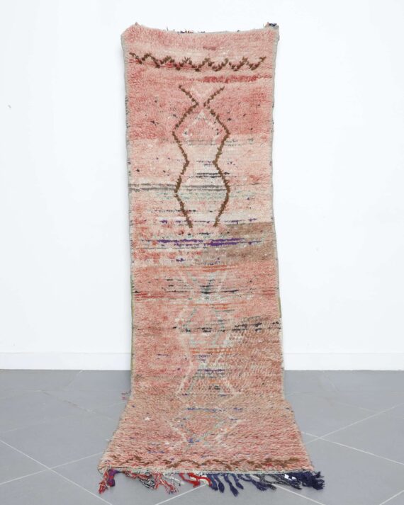 Boujaad Runner 10.2x2.8 Ft handmade in Morocco with faded tribal motifs