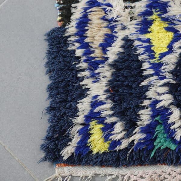 Boucherouite Rug 7.4x2.9 Ft – Handmade Moroccan Runner - Image 7