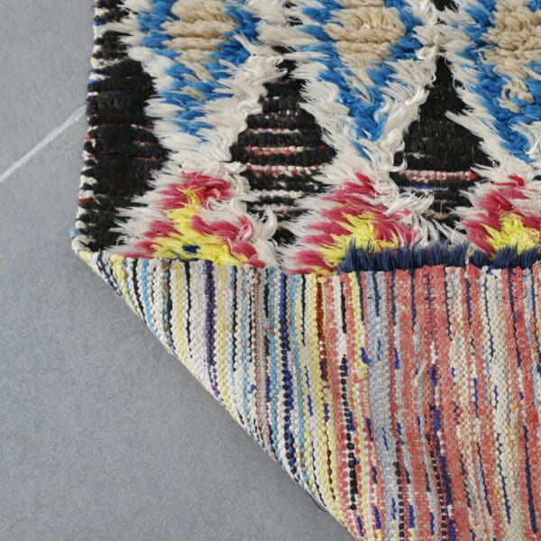 Boucherouite Rug 7.4x2.9 Ft – Handmade Moroccan Runner - Image 4