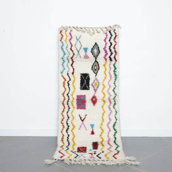 Azilal rug 6.7x2.7 Ft handmade in Morocco with abstract Berber designs and colorful wool