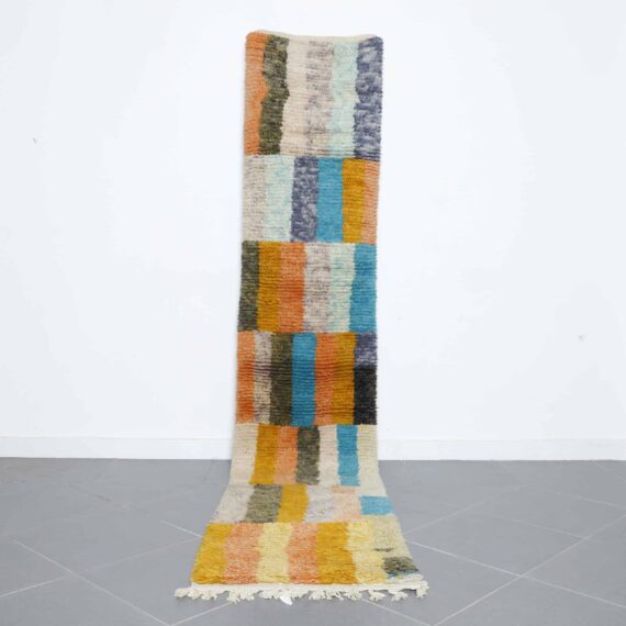 Handmade Boujaad runner 11.5x2.3 Ft with Amazigh motifs and Moroccan wool