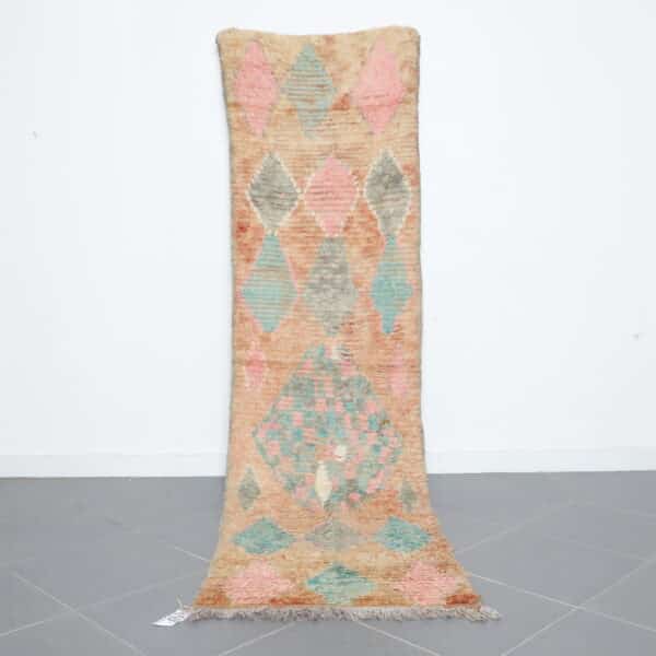 Vintage Boujaad runner 10.2x2.6 Ft handmade in Morocco with Amazigh motifs and aged wool