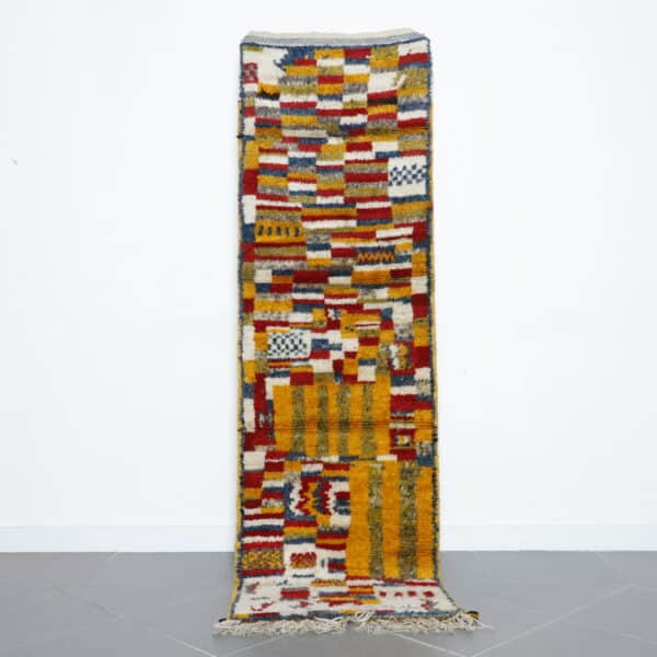 Taznakht runner 8.3x2.5 Ft handwoven in Morocco with Amazigh motifs and wool