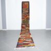 Berber carpet kilim Picasso runner 16.7x2.2 Ft handmade in Morocco with abstract geometric motifs