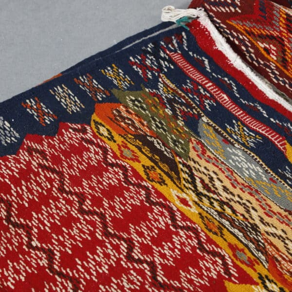 Berber Carpet Kilim Picasso Runner 16.7x2.2 Ft – Handwoven Moroccan Wool Rug - Image 4