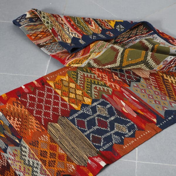 Berber Carpet Kilim Picasso Runner 16.7x2.2 Ft – Handwoven Moroccan Wool Rug - Image 5