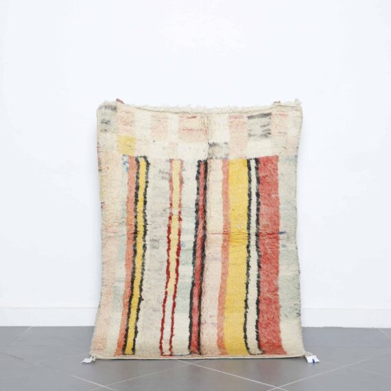 Boujaad Berber rug 4.3x3.3 Ft handmade with Amazigh motifs in Moroccan wool