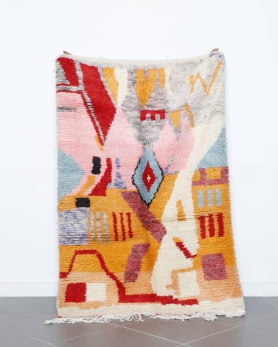 Boujaad rug 5.9x4.1 Ft handmade in Morocco with tribal Amazigh wool designs