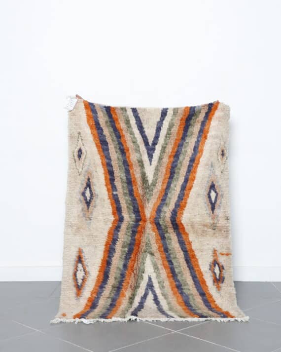 Boujaad rug 4.8x3.3 Ft handmade in Morocco with vintage tribal motifs