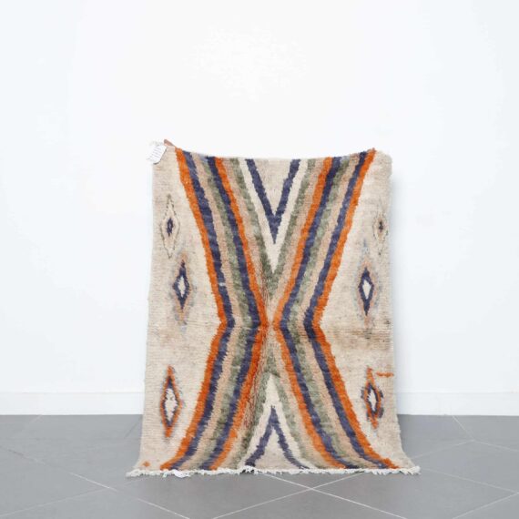 Boujaad rug 4.8x3.3 Ft handmade in Morocco with vintage tribal motifs