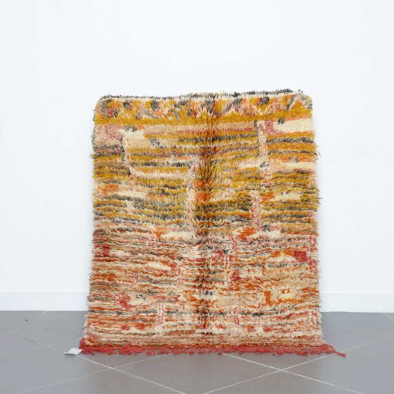 Boujaad rug 4.6x3.8 Ft handmade in Morocco with tribal motifs