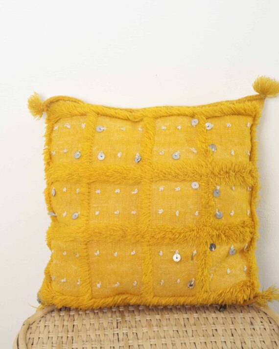 yellow Moroccan pillow