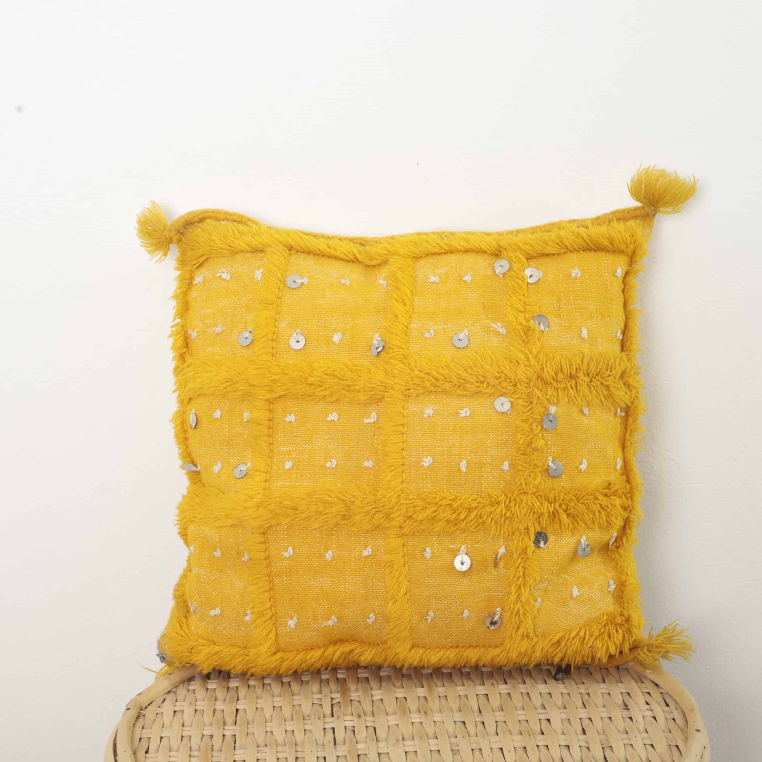 yellow Moroccan pillow