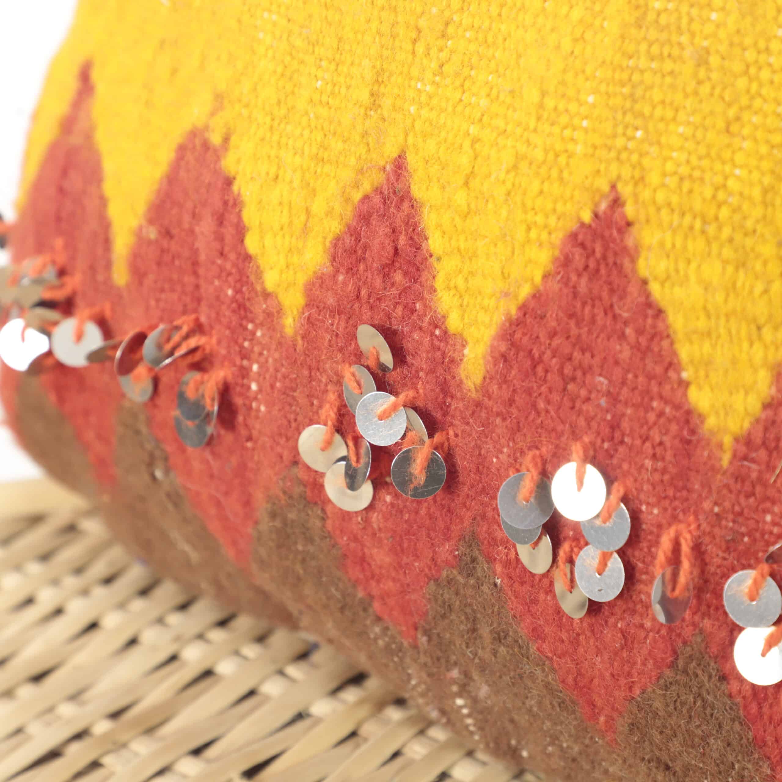 Boho Moroccan Pillow 35×34 cm – Boho Cushion with Sequins & Zigzag Pattern - Image 6