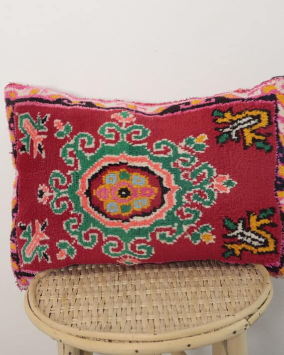 Vintage Moroccan Pillow – Handmade Berber Wool Cushion 53×39 cm with Bold Colors