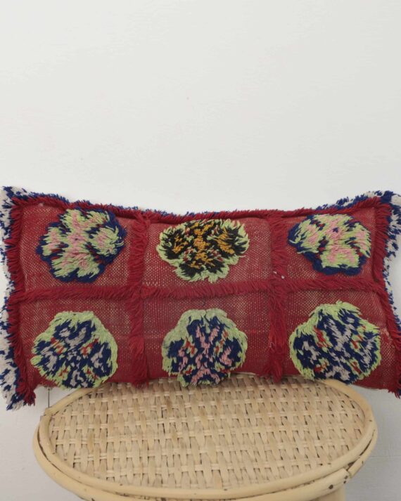 Vintage Moroccan Pillow – Handmade Berber Wool Cushion 53×30 cm with Shag Pattern
