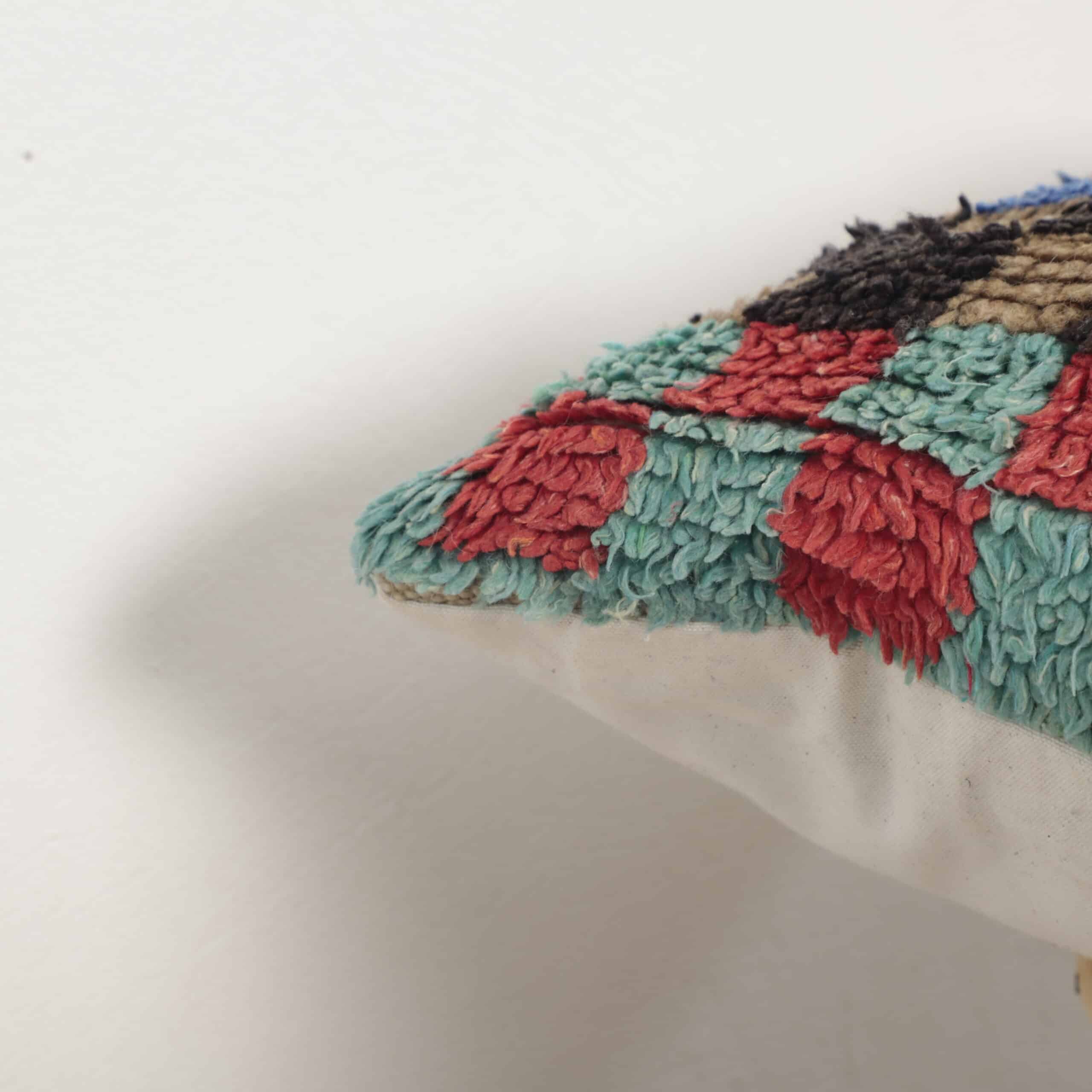 Moroccan checkered pillow – Handmade Wool Berber Cushion 45×34 cm Boho Home Décor - Image 6
