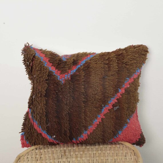 Brown Moroccan shag pillow