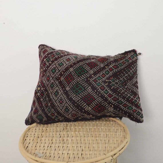 Moroccan tribal pillow – Handmade Berber Wool Cushion 50×38 cm Vintage Boho Décor