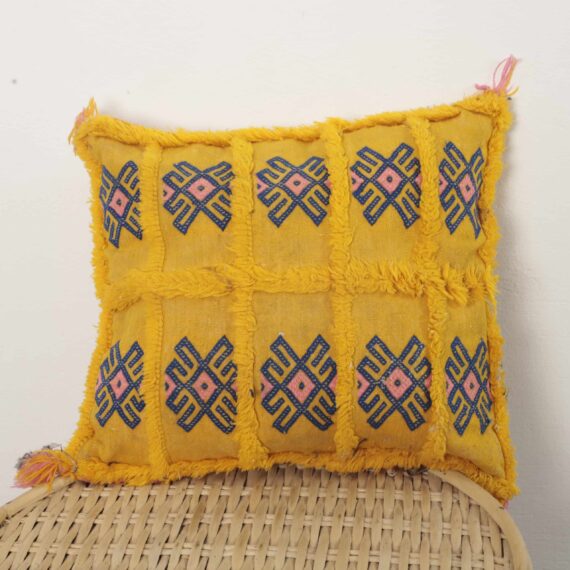 yellow Moroccan pillow